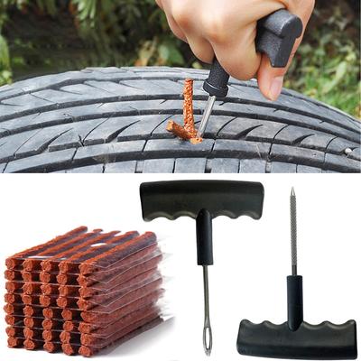 Car Tire Repair Tools Kit with Rubber Strips Tubeless Tyre Puncture Studding Plug Set for Truck Motorcycle Auto Tire Garage Tool