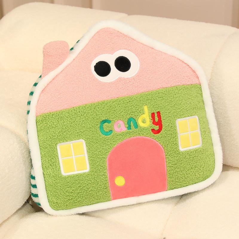 Macaron Small Colored House Plush Cushion Pillow Filling For Sofa Decor Bed