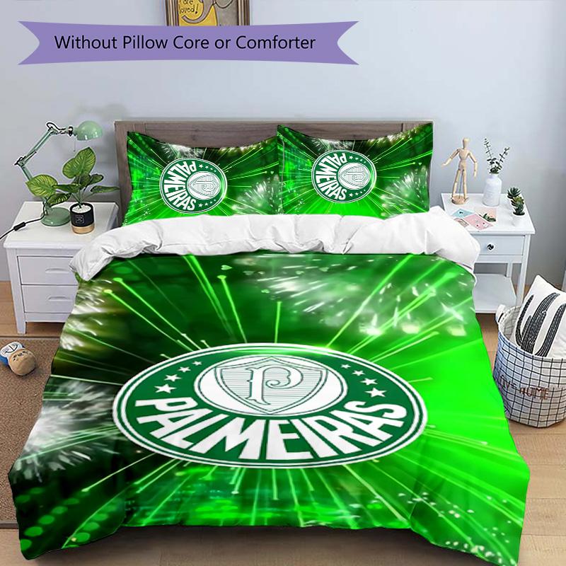 3pcs SE Palmeiras Logo Pattern Bedding Set Duvet Cover Set Includes Duvet Cover &pillowcases, Perfect All Season Bedroom Decoration & Gift