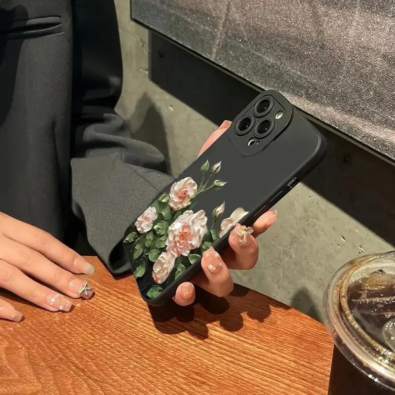 Rose Flower Phone Case For iPhone 16 Pro Max Case For iPhone 11 13 12 15 14 Pro Max 7 8 Plus XS X Soft Silicone Shockproof Cover