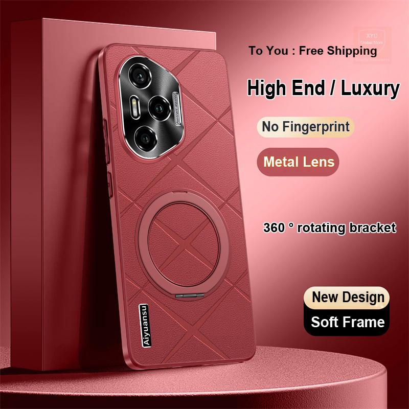 For Honor 300 Pro Case Holder Ring Cover For Honor 300 Ultra Pro Phone Case Shell 360 Bracket Stand Fashion Leather Skin Bumper