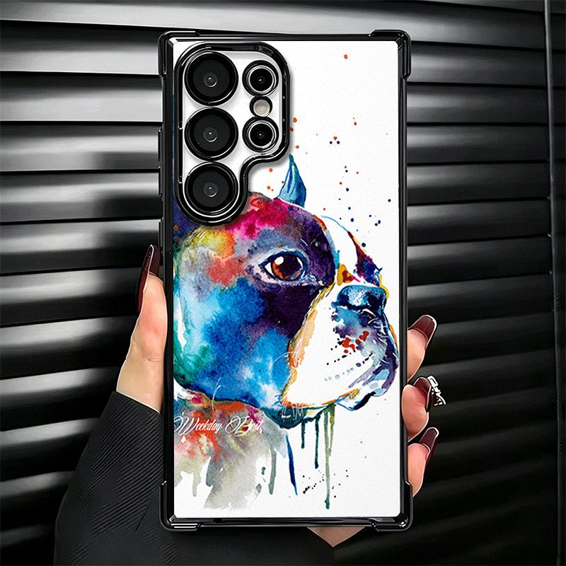 French Bulldog Dog Pug Design Plating Phone Case For Samsung Galaxy S24 S25 FE S26 Edge S23 Ultra S22 S21 Plus S20 Anti-Fall Air