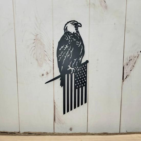 Yousheng Vlajka Orla Stromová Kůl Kovová Silueta Zvířete Dekorace Zahradní Dekorace Zvířecí Znamení s Kůlem pro Zahradní Strom Plotový Sloupek Venkovní Dekorace