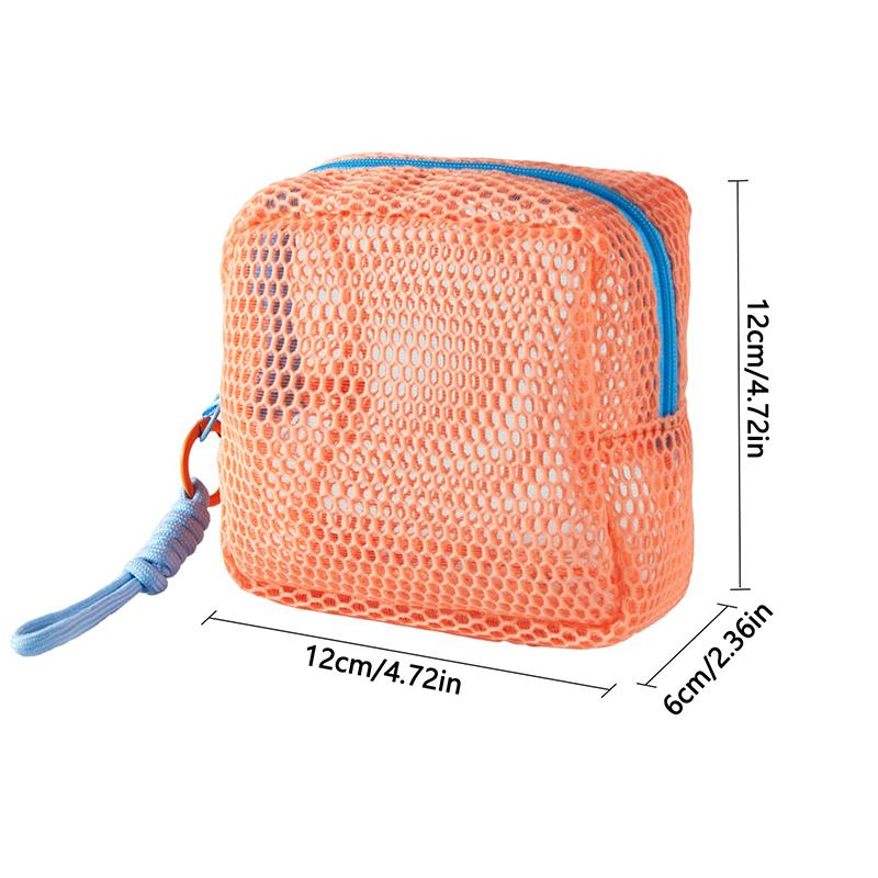 Portable Mesh Cosmetic Bag Dopamine Color Storage Makeup Case Women Mesh Toiletry Storage Pouch Organizer Sundries Storage Bag