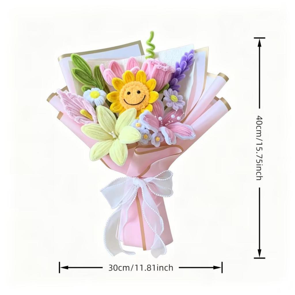 Chenille Flower Bouquet Ready to Gift Decor Pastel for Desk, Classroom, Teachers