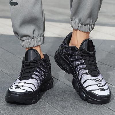 Men's Casual Sneakers Cushion Sole Breathable Mesh Lace-Up Sports Shoes with Chunky Outsole