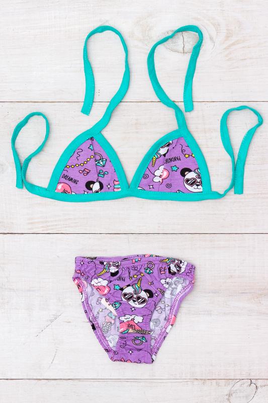 Girls’ Printed Swimwear – Padded-Free Tie Top & Comfortable Fit, Summer, 9593-043 HC