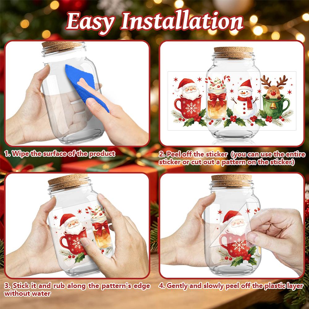 10Pcs PVC DIY Heat Transfer Paper for UV Sublimation Cup Santa Claus 240x110mm