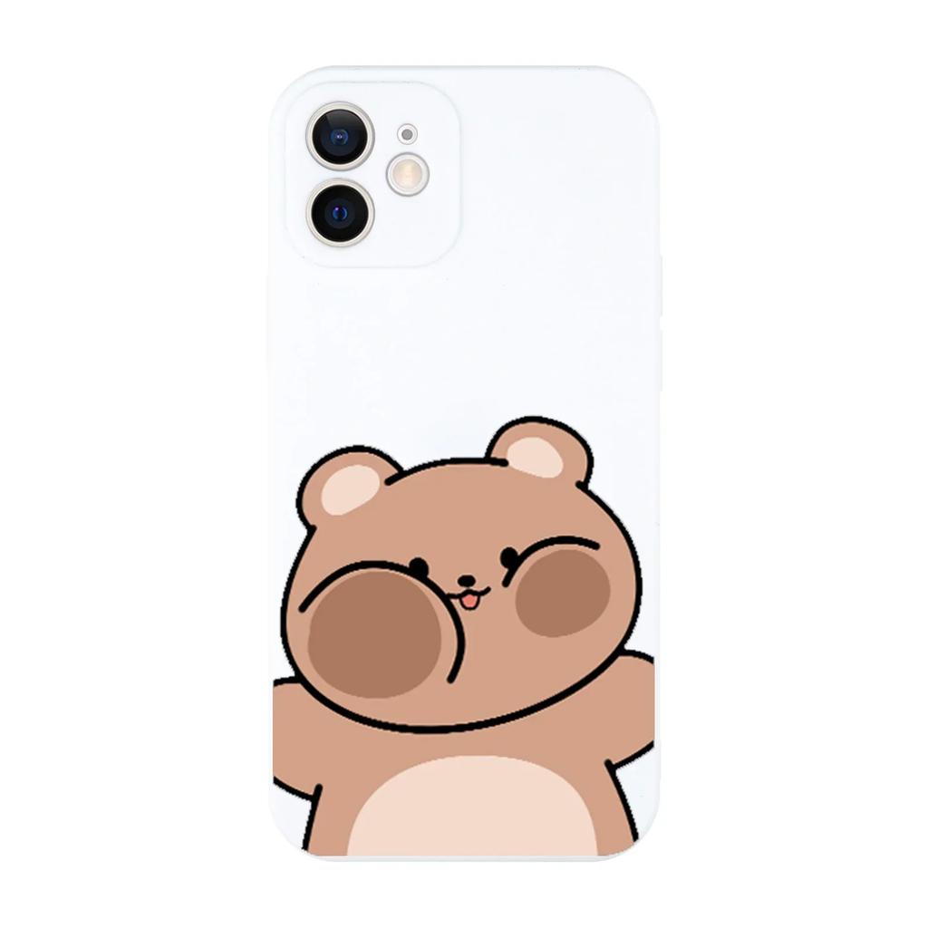 Cute Rabbit Bear Couple Paired Phone Case For iPhone 16 14 13 12 11 15 Pro Max Plus Mini SE3 XR Soft Lovers Cover Fundas Coques
