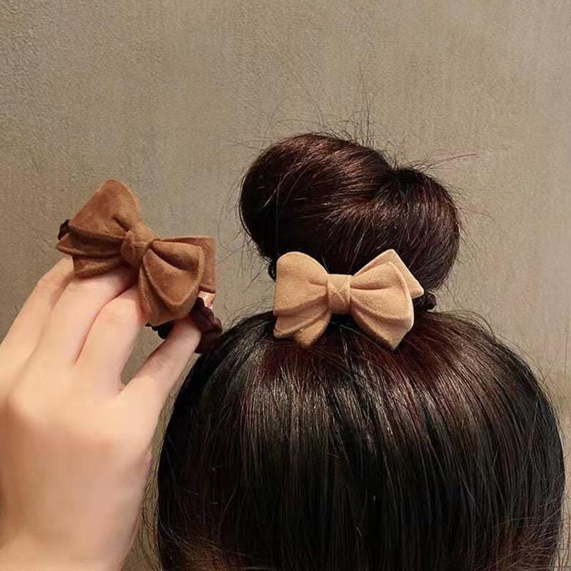 Gumki do włosów kokarda serce jednolity kolor khaki kawa pluszowe gumki do włosów kobiety dziewczynki wysoka elastyczność gumka do kucyka scrunchies