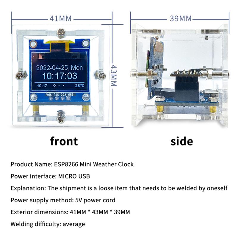 Esp8266 Mini Weather Clock Wifi Digital Clock Diy Soldering Kit Electronic Multifunctional Weather Station