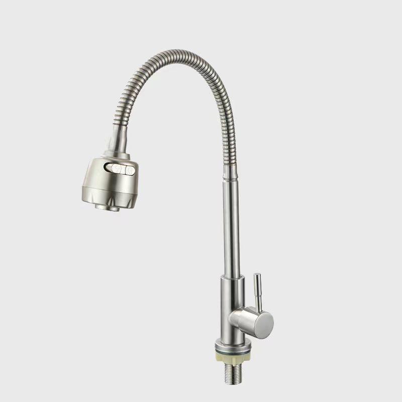 Stainless Steel Telescopic Rotatable Pull-Out Kitchen Faucet with Dual Water Outlets