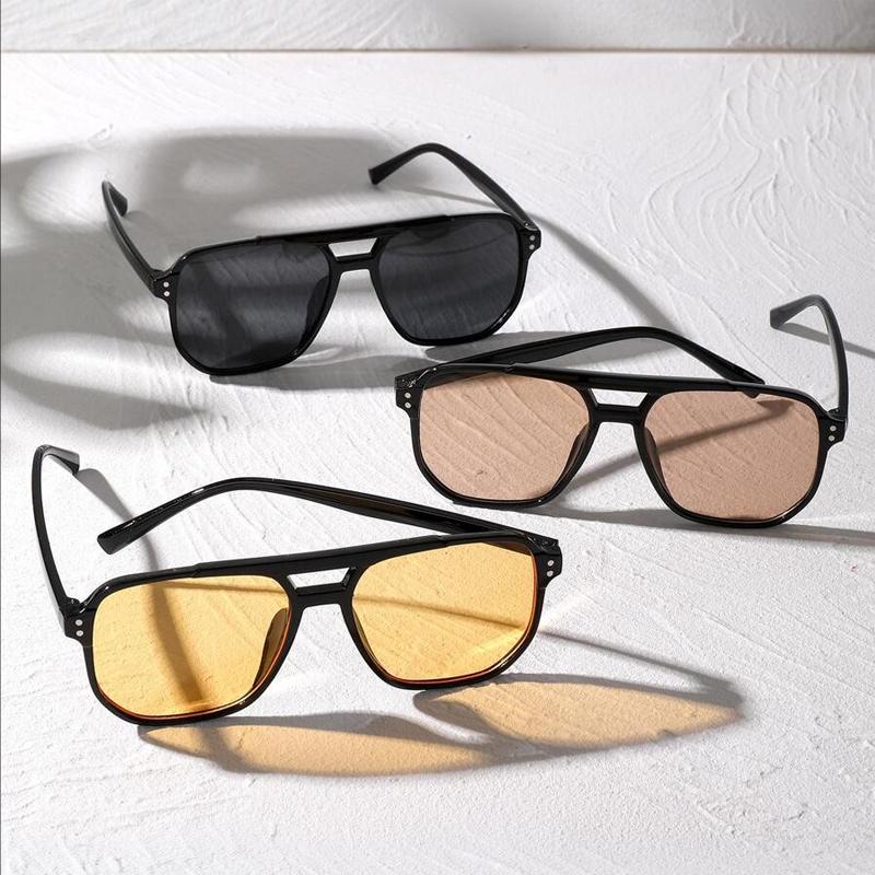 3PCS Women Square Rivets Fashion Sunglasses Set Beach Accessories For Women Glasses Shades