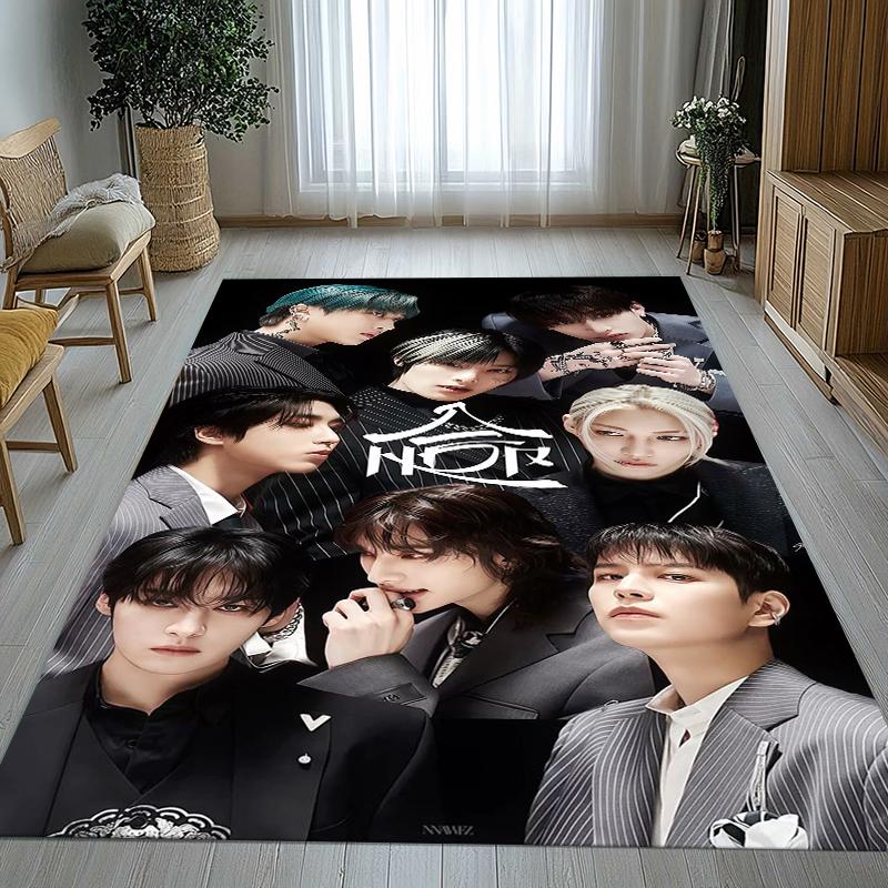 HD Stray Kids Kpop Star Living Room Non-Slip Area Rug Soft Carpet for Bedroom Kids Playroom Sofa,Home Decor Doormat Gift