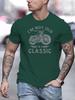 Summer men's 100% pure cotton casual loose oversized classic motorcycle creative printed round neck short sleeved T-shirt top