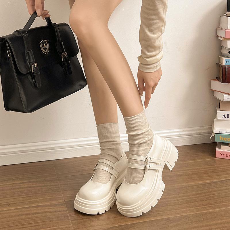 Vintage Mary Jane single shoes women's 2025 spring and summer new versatile small leather shoes college style jk platform big head single shoes