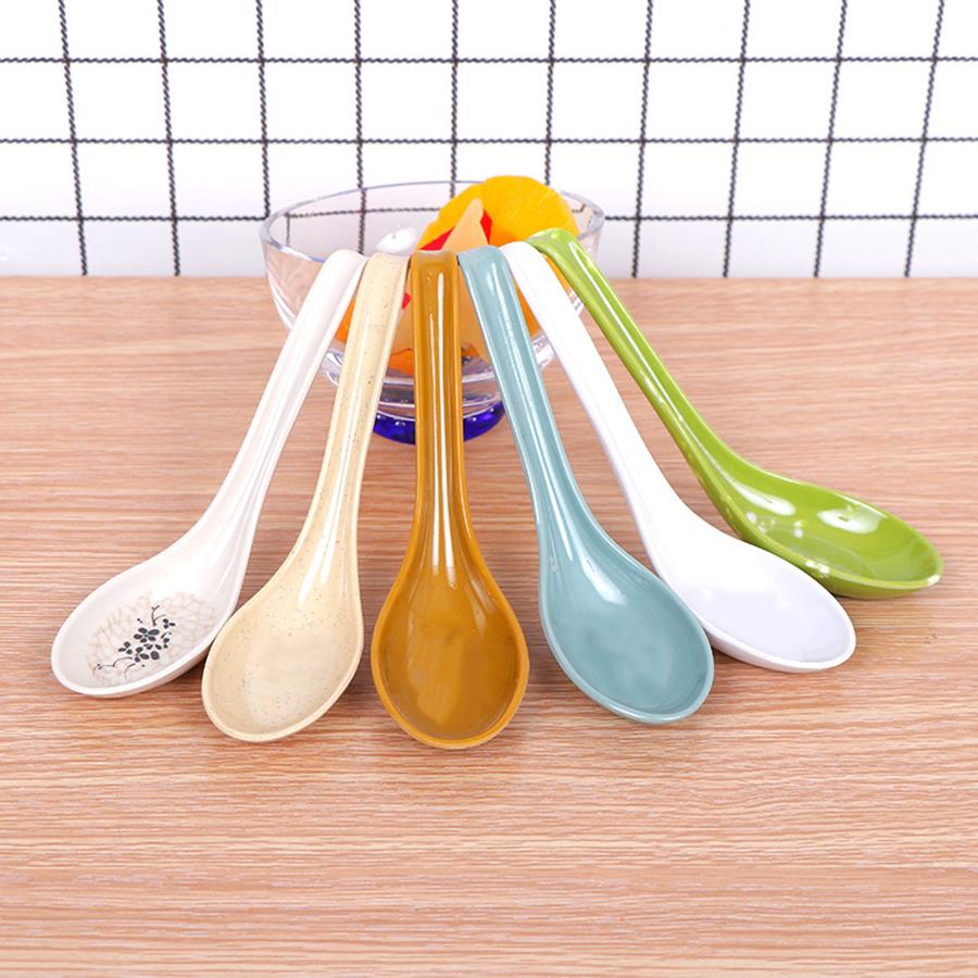 5pcs High Temperature Resistant Plastic Spoon Multicolor Available Suit for Household Restaurant Cafeteria Classic Style Spoon