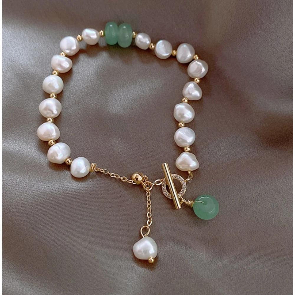 Exquisite Green Color Beads Pearl Pendant Bracelet For Women Crystal Chain Bracelets Bangles 2023 Trend Custom Jewelry