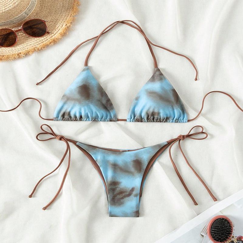 TS JYL-BK030 Print Halter Bikini Top, Tie Back Sexy Swim Top For Beach And Spa Wear