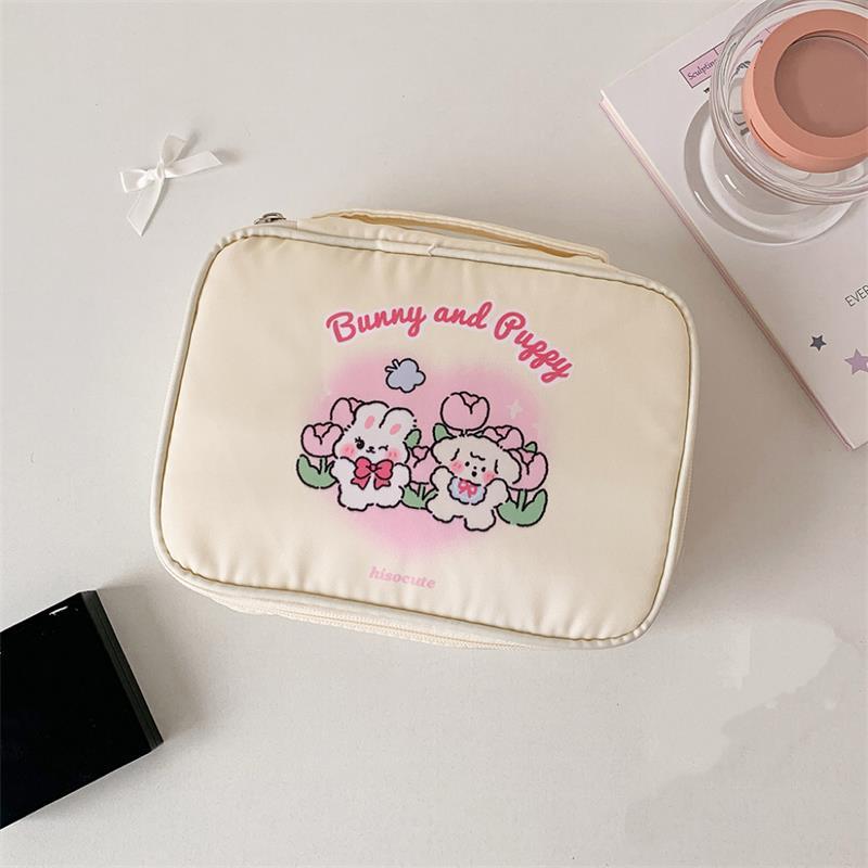 

Cartoon Cute Puppy Dog Women Handle Cosmetic Bag Portable Lady Clutch Purse Lipstick Makeup Bag Female High Capacity Storage Bag бежевый