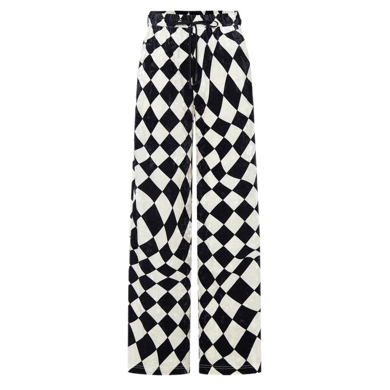 

MO&Co. Chessboard Grid Velvet Drawstring High-Waist Casual Pants S 160