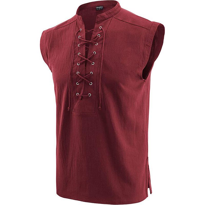 Amazon Medieval Viking Sleeveless Shirt Gothic Victorian Men's Loose Top T-Shirt