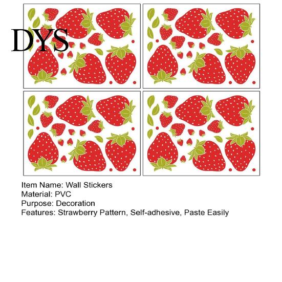 Wall Art Stickers Colorful Mural Waterproof Self-adhesive Removable Decorative Strawberry DIY Fruit Background Wallpapers Craft Decals