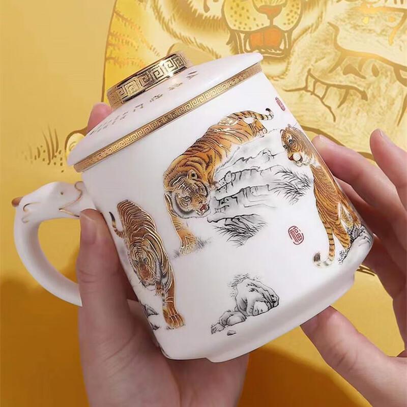 Dragon Rising White Porcelain Filter Tea Cup