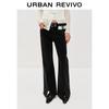 UR Women's High-Waist Slit Belt Denim Trousers