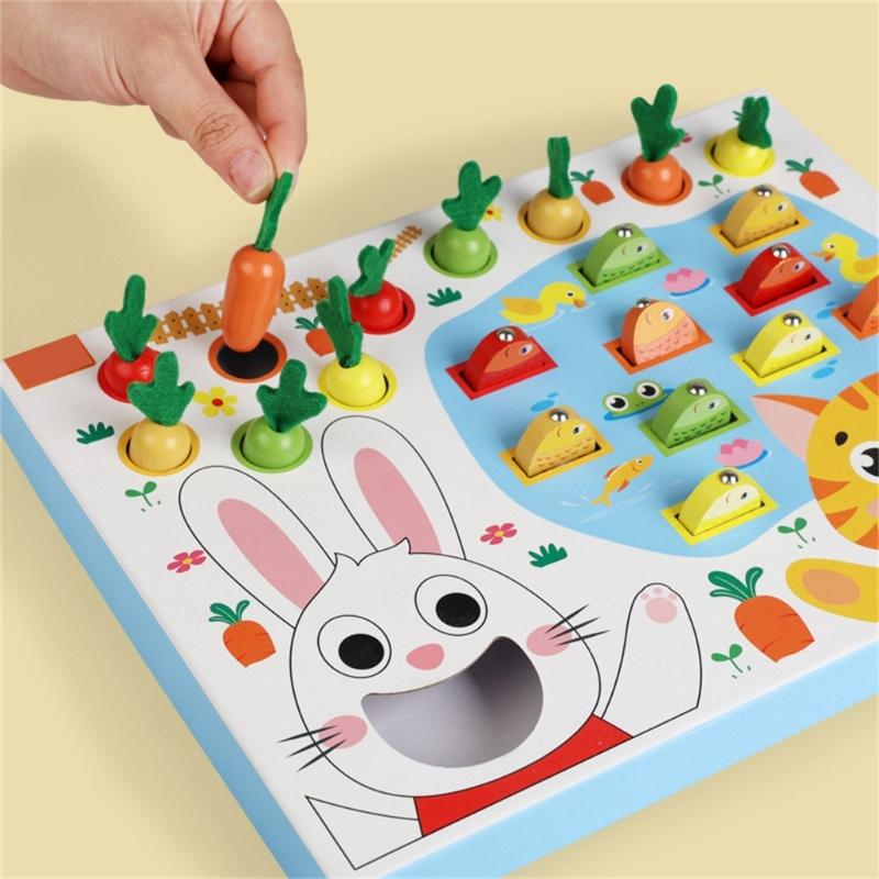 Early Learning Puzzle Toy For Kids Interactive Fishing And Carrot Harvesting Activity Toy for Hand Eye Coordination