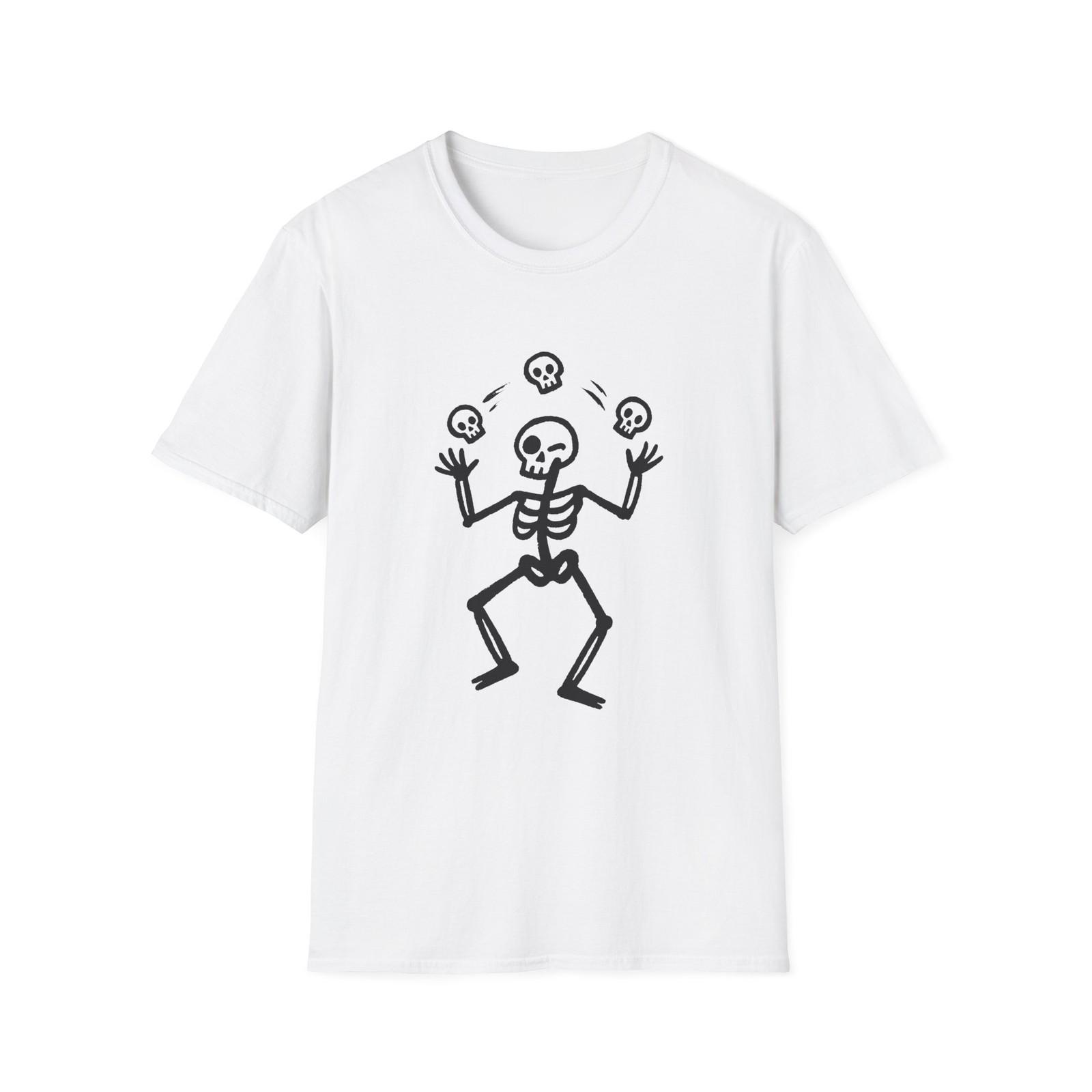 Unisex Softstyle T-Shirt Skeleton Juggling Skulls Halloween S