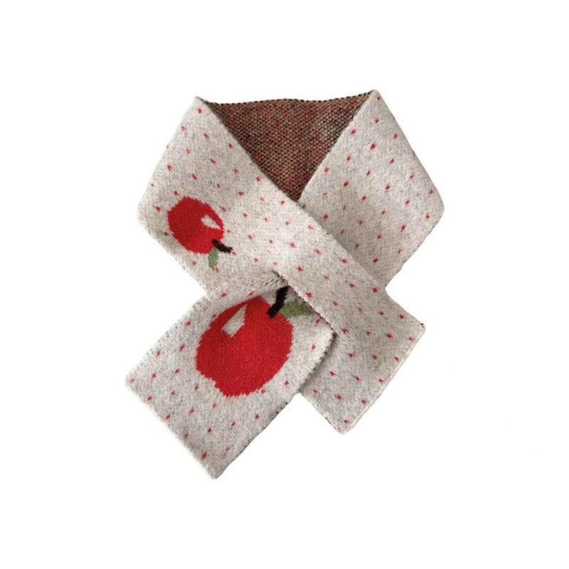 

Уютный вязаный шарф «Красное яблоко» - Милый в японском стиле для осени/зимы бежевый