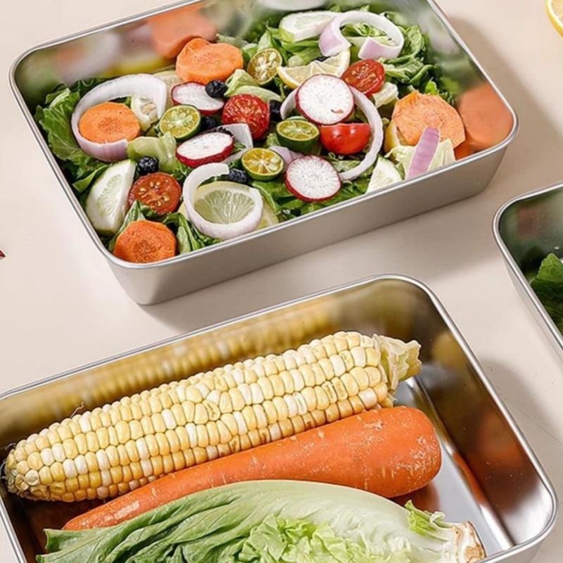Nerezový úložný box Chladnička Nádoby na skladování masa a potravin s víkem Organizér do chladničky Nádoba Kuchyňské skladování