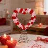 Topo de Árvore Coração Dia dos Namorados Pompons Vermelhos Rosa Brancos Ornamento de Topo de Árvore Amor Coração para Dia dos Namorados Natal Casamento Festa de Aniversário Casa
