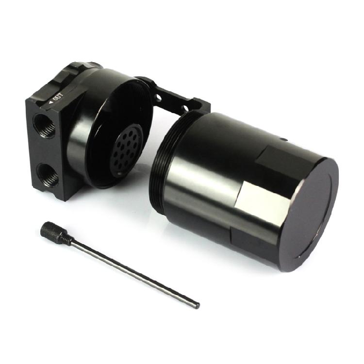 Universally Baffled Aluminum Oil Catch Can Tanks 2-Port Reservoir with Drain Valves Breather Cylinders Filter