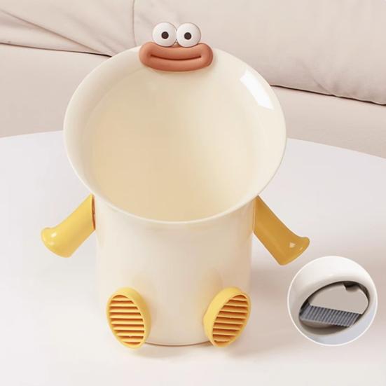 Coș de gunoi de birou Coșuleț drăguț pentru deșeuri cu Mini perie de curățat Buze amuzante de cârnat Mic coș de gunoi pentru birou Masă de toaletă