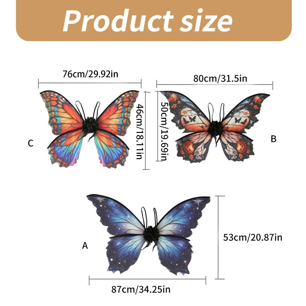 Butterfly Wing for Girl, Halloween Fairies Costume Accessory for Kid Birthday, Christmas, Cosplay, Carnivals, Masquerade