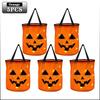 1-20PCLED Light Up Halloween Pumpkin Candy Tote Bag Basket for Kids Trick or Treat Party Bucket for Holiday Event Decoration Use