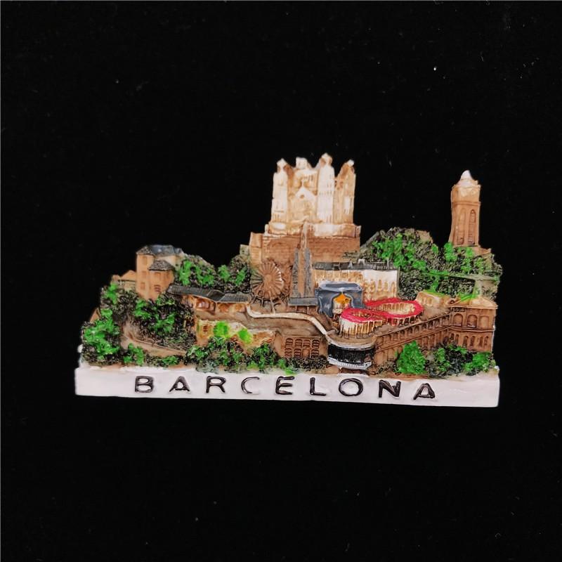 Kühlschrankmagnet mit Spanien-Land-Souvenir, Madrid, Barcelona, Magnetmagnete für den Kühlschrank, Kunstharz, bemalt, dekoratives Kunsthandwerk