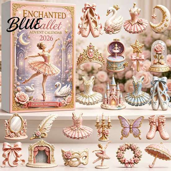 Dreamy Room Decor Ballet Advent Calendar 2026, 24 Pcs Acrylic Themed Swan Dance Skirt Castle Decoration Ornaments Countdown Calendar, Xmas Gift