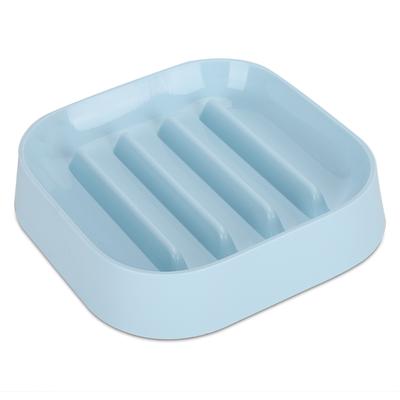 Food Grade Plastic Square Shape Pet Slow Food Anti Choking Feeding Bowl Supplies with Bottom Anti Skid Pad for Cats