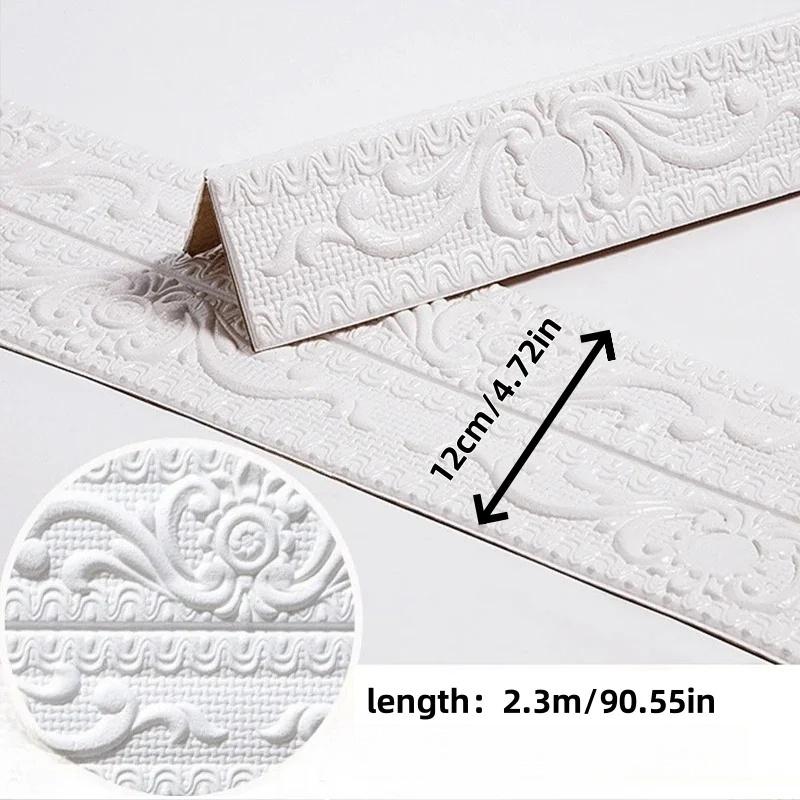 1 Roll 2.3m/90.55in Self-adhesive Flexible Skirting Board, Self-adhesive 3D Decorative Wall Line, Floor and Wallpaper Frame