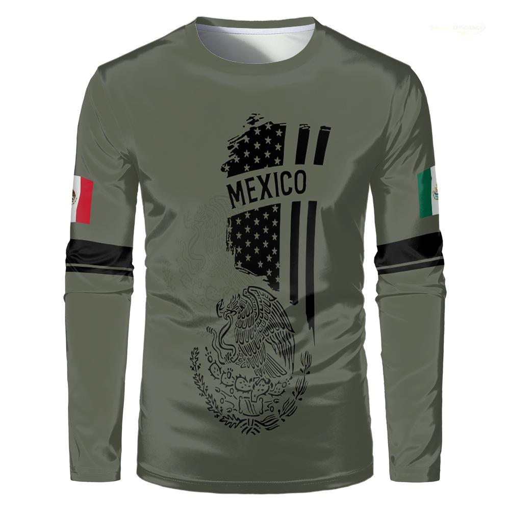 

Футболка с принтом Весна Осень Мексиканская Мужская Женская С длинным рукавом Мода Харадзюку Повседневная Спортивная Уличная одежда 6XL