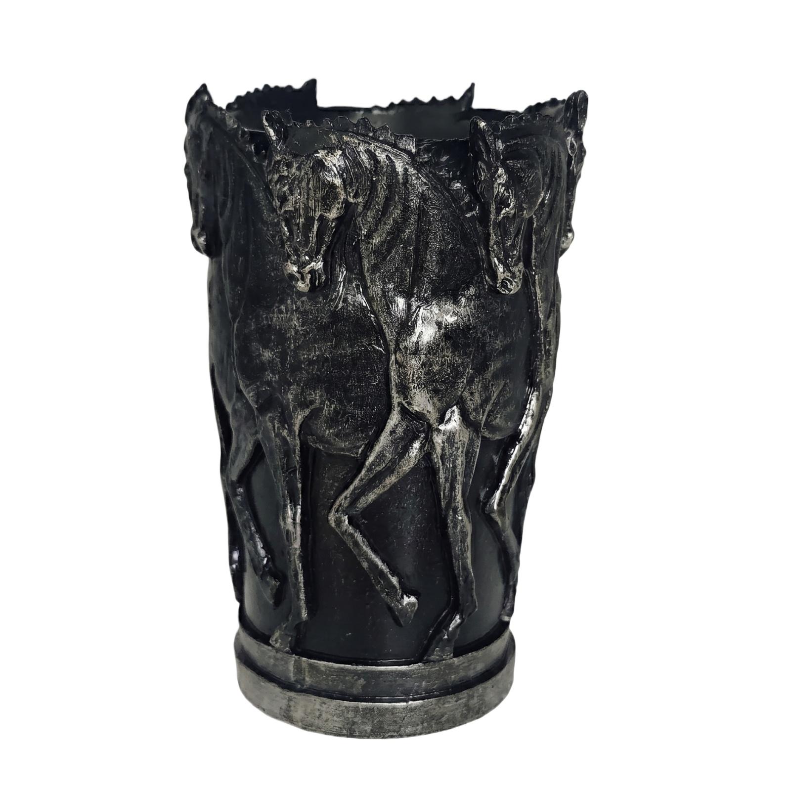 

Decorative Horse Pattern Metal Vase Rustic Style Handmade Flower Pot Indoor Outdoor Use Home Office Tabletop Ornament One Size