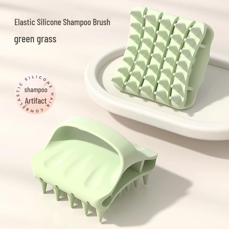 

Elastic Silicone Scalp Massage Shampoo Comb - Gently Cleans and Smooths Hair Without Damage трава зеленый