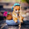 Katzen Angeln Figur für Garten- oder Aquariendekoration Dekorative Tierfigur aus Harz Terrassen Rasen Hof Ornament
