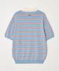 DTHIRTYONE Color Striped Short Sleeve Collared Knit (Blue)