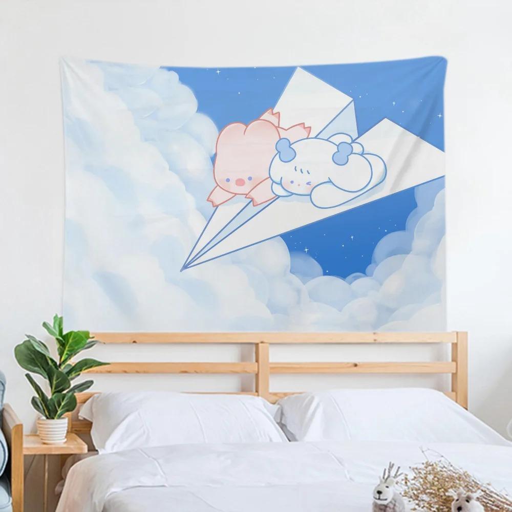 Cute Rabbit Tapestry Office Living Room Decoration Home Wall Tapestry