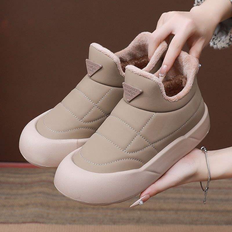 Winter new velvet thickened fashion snow boots cold-proof waterproof thick-soled cotton boots one-pedal warm versatile cotton shoes