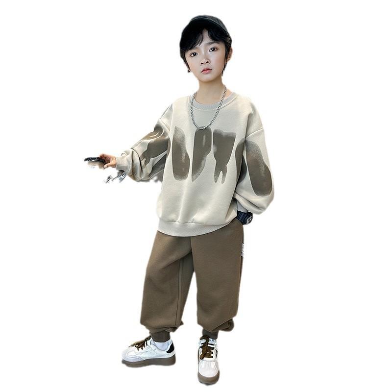 Ensemble de vêtements de sport tendance pour garçons, printemps-automne 2025, sweat à capuche pour enfants